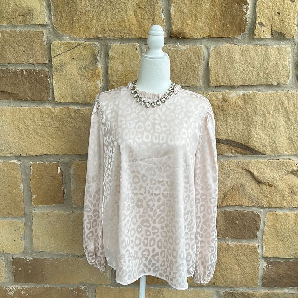 Ivory Leopard Print Blouse, NWOT